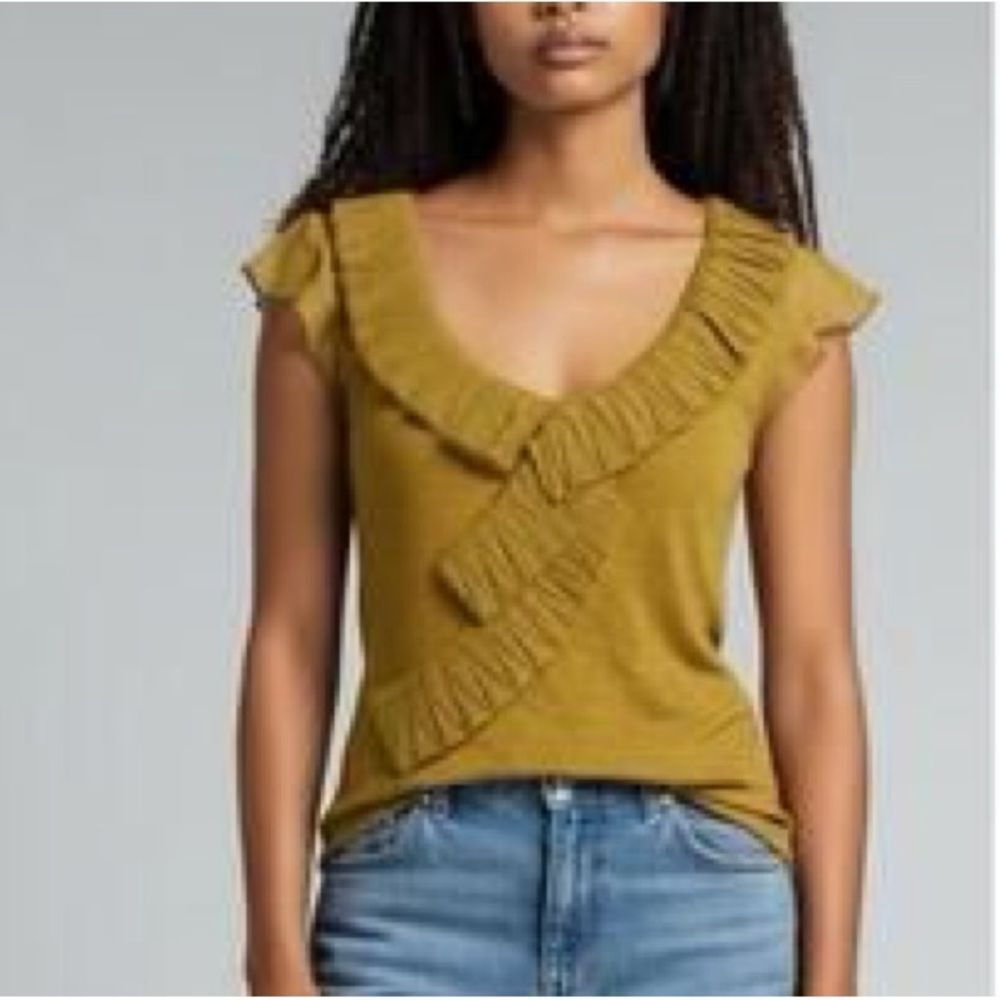 Anthropologie Deletta Trickle Down Ruffle Top Medium